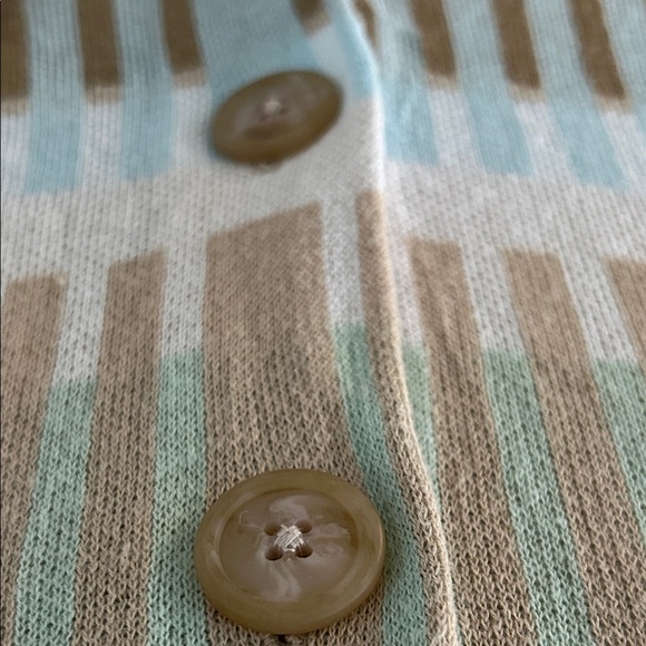 Pendleton Linen Blend Beige and Blue Patterned Cardigan. Size L - Picture 6 of 13